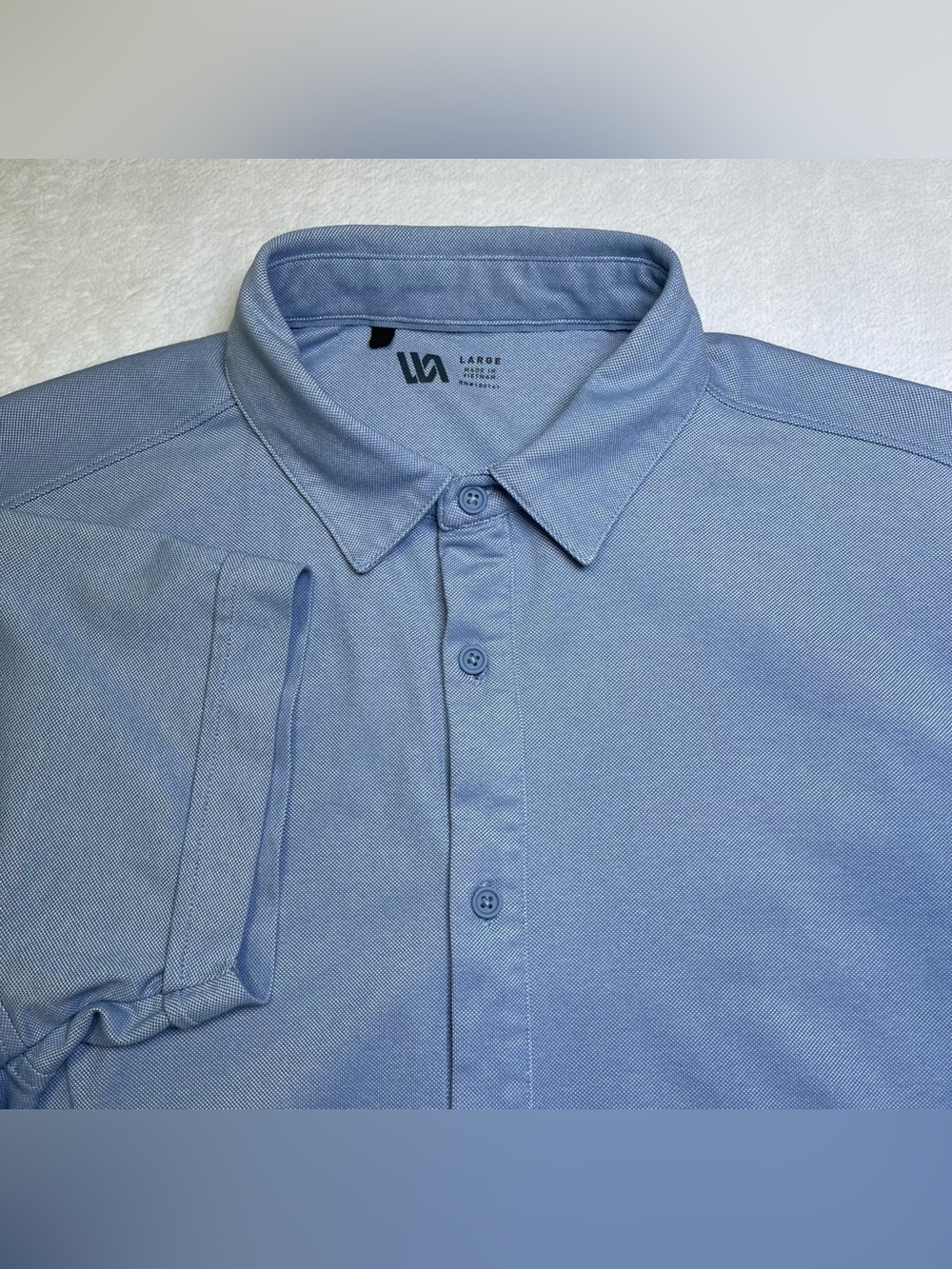 VRST Men's Large Slate Blue Short Sleeve Performance Button Down Shirt